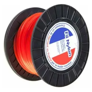 MATIJARDIN Fil nylon 4 mm x 120 m. Carré. Orange. Bobine. Fil débroussailleuse