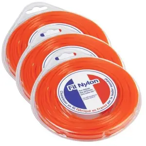 Matijardin - Fil nylon 4 mm x 9 m Carré Orange Blister par 3 pas cher