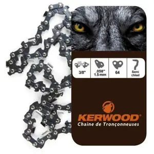 Comparateur de prix : Chaîne pour tronçonneuse - KERWOOD - 3/8" 1,5mm 64 maillons