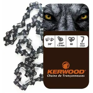 Comparateur de prix : Chaîne Kerwood pour tronçonneuse 3/8" 1,3 mm - 68 maillons - Gouge pro...