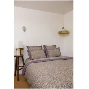 Louise Misha - Housse de couette Noemie en coton bio Khaki 220x240 pas cher