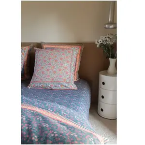 Louise Misha - Drap-housse Nicole en coton bio Bleu 70x140 pas cher