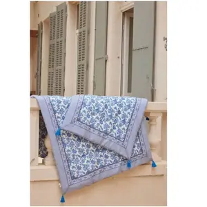 Louise Misha - Plaid Enoha en coton bio Bleu azur 120x120Vendu parsmallable