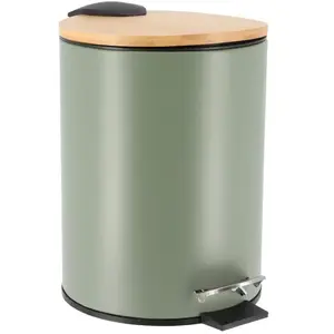Poubelle metal frein de chute 2.5L - kaki bambou Tendance pas cher