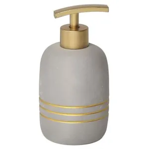 TENDANCE - Distributeur à Savon ou lotion en grès Gris Or 400 ml pas cher