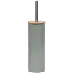Comparateur de prix : TENDANCE Brosse WC avec Couvercle en Bambou Kaki, métal, Ø9,5 x 38 cm