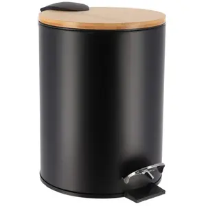Comparateur de prix : POUBELLE METAL FREIN DE CHUTE 2,5L  - NOIR   BAMBOU - Tendance - Noir