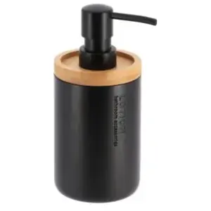 Comparateur de prix : TENDANCE Distributeur à Savon ou lotion en résine Noir mat et Bambou 280 ml