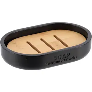 Porte savon polyresine - noir mat bambou TendanceVendu paramazon