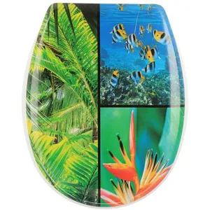 TENDANCE Abattant WC en Thermodur déco Island Spirit avec Kit de fixation pas cher