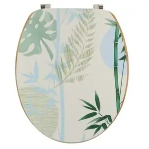 TENDANCE Abattant WC en Bois déco Sagano avec Kit fixation en Acier Inoxydable pas cher