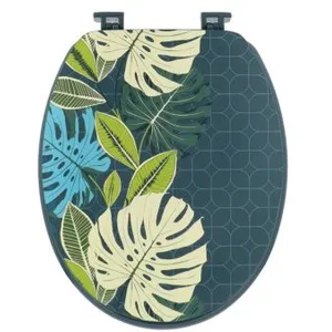 Abattant WC en Bois déco Vent d'exotisme avec kit de fixation - TENDANCE pas cher