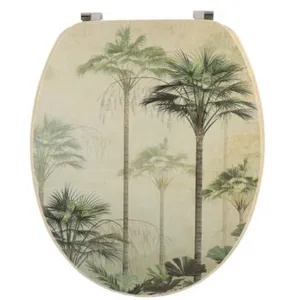 TENDANCE Abattant WC en Bois déco Florida avec Kit fixation en Acier Inoxydable pas cher