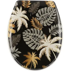 TENDANCE Abattant WC en Thermodur déco Gold Jungle avec Kit de fixation pas cher