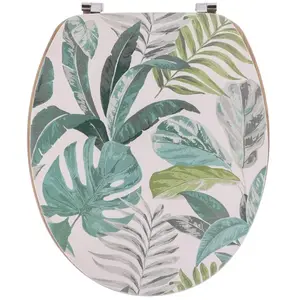 TENDANCE Abattant WC en Bois déco Jardin d'hiver avec Kit Fixation en Acier InoxydableVendu parcdiscount