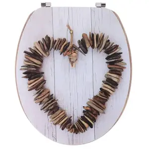 Tendance - Abattant WC MDF 18 Pouces Couvercle Design Imprimee et Assi... pas cher