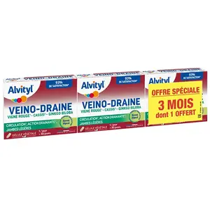Comparateur de prix : Alvityl Veino-Draine Circulation, jambes légères dès 12 ans 3 x 30 gélules
