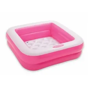 Comparateur de prix : Intex Pataugeoire carrée rembourée - Rose et blanc - Petite piscine go...