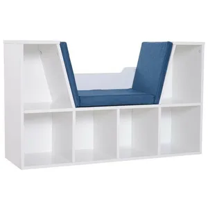 Banc Bibliothèque - MYCOCOONING - HUGO - Siège bleu - 6 rangements - Confortable pas cher