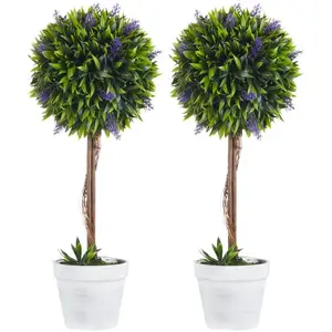 Lot de 2 plantes artificielles avec fleurs de lavande et potsVendu parcarrefour