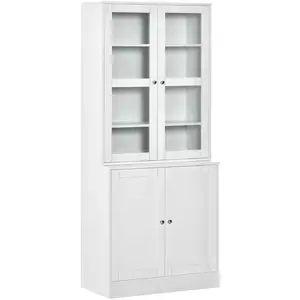 Comparateur de prix : Bibliothèque vitrine 4 portes PISE bois blanc