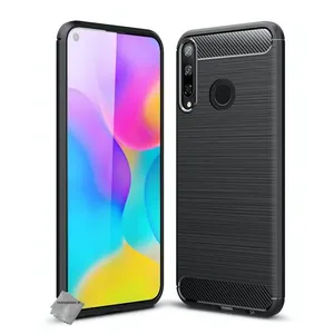 Htdmobiles Housse etui coque silicone gel carbone pour Huawei P40 Lite E / Y7p + film ecran - NOIR - pas cher