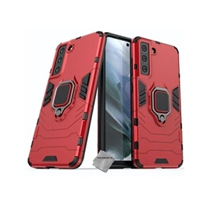 Comparateur de prix : Htdmobiles Housse etui coque rigide anti choc pour Samsung Galaxy S21 FE 5G + verre trempe - ROUGE -