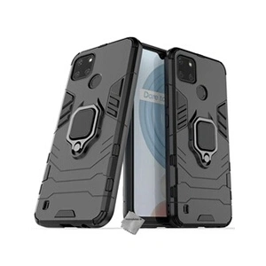 HTDMOBILES Coque rigide anti choc pour Realme C21-Y / C25Y + film ecran - NOIR pas cher