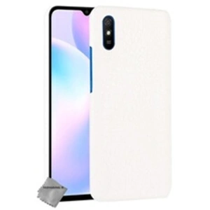 Htdmobiles Xiaomi Redmi 9A Coque Cuir Croco + Verre Trempé - Blanc pas cher