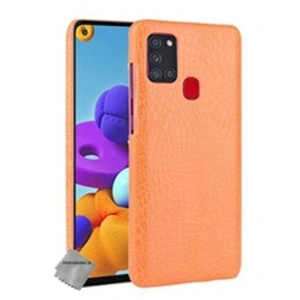 Comparateur de prix : HTD Mobiles Coque cuir crocodile pour Samsung Galaxy A21s - Orange