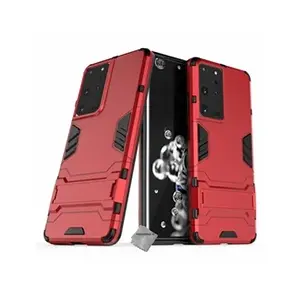 Htdmobiles Housse etui coque rigide anti choc pour Samsung Galaxy S21 Ultra 5G + verre trempe - ROUGE - pas cher