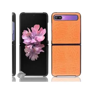 Htdmobiles Coque pour Samsung Galaxy Z Flip - Simili cuir crocodile - Orange pas cher