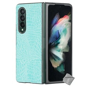 Comparateur de prix : HTDMOBILES Coque rigide simili cuir crocodile pour Samsung Galaxy Z Fold 3 5G - BLEU CLAIR