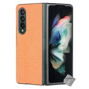 HTDMOBILES Coque rigide simili cuir crocodile pour Samsung Galaxy Z Fold 3 5G - ORANGE pas cher