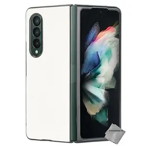 Comparateur de prix : HTDMOBILES Coque rigide simili cuir crocodile pour Samsung Galaxy Z Fold 3 5G - BLANC