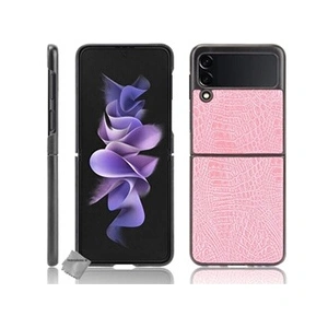 HTDMOBILES Samsung Galaxy Z Flip 3 - Coque Simili Cuir Rose