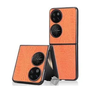 Htdmobiles Housse etui coque rigide simili cuir crocodile pour Huawei P50 Pocket - ORANGE - pas cher
