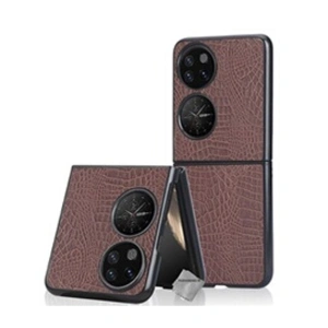 Htdmobiles Housse etui coque rigide simili cuir crocodile pour Huawei P50 Pocket - MARRON - pas cher
