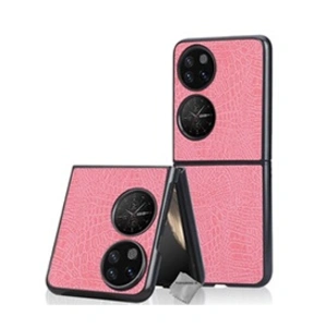 HTDMOBILES Coque rigide simili cuir crocodile pour Huawei P50 Pocket - ROSE pas cher
