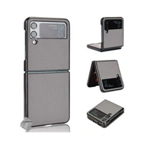 Comparateur de prix : HTDMOBILES Coque rigide simili cuir avant et arrière pour Samsung Galaxy Z Flip 4 5G - GRIS