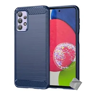 Htdmobiles Coque pour Samsung Galaxy A23 4G / 5G - housse etui silicone gel carbone + film ecran - BLEU FONCE - pas cher
