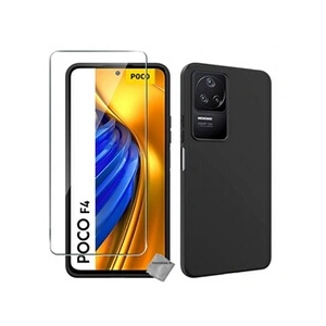 Htdmobiles Coque pour Xiaomi Poco F4 5G - housse etui silicone gel fine + verre trempe - NOIR - pas cher