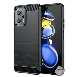 HTDMOBILES Coque pour Xiaomi Poco X4 GT 5G - housse etui silicone gel carbone + verre trempe - NOIR pas cher