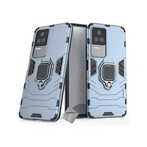 HTDMOBILES Xiaomi Poco F4 5G - Coque rigide anti-choc + verre trempé - Bleu foncé