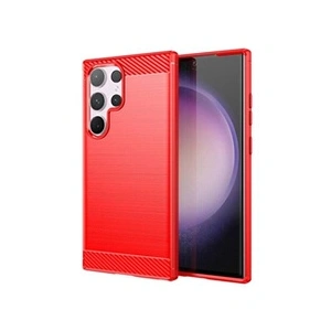 HTDMOBILES Coque pour Samsung Galaxy S24 Ultra 5G - housse etui silicone gel carbone + film ecran - ROUGE pas cher