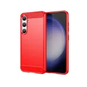 Htdmobiles Coque pour Samsung Galaxy S24 5G - housse etui silicone gel carbone + verre trempe - ROUGE - pas cher