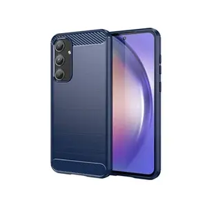 HTDMOBILES Coque pour Samsung Galaxy A55 5G - housse etui silicone gel carbone + film ecran - BLEU FONCE pas cher
