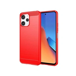 HTDMOBILES Coque pour Xiaomi Redmi 12 4G - housse etui silicone gel carbone + verre trempe - ROUGE pas cher