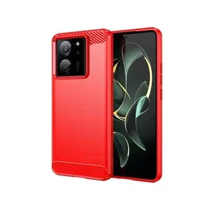 Htdmobiles Coque pour Xiaomi 13T / 13T Pro 5G - housse etui silicone gel carbone + film ecran - ROUGE - pas cher