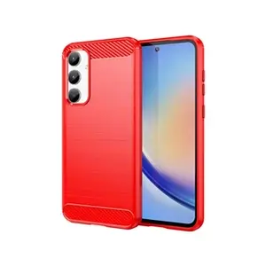 Htdmobiles Coque pour Samsung Galaxy A35 5G - housse etui silicone gel carbone + film ecran - ROUGE pas cher